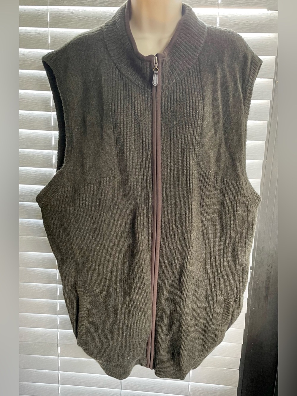 LL Bean Merino Lambs’ Wool Vest - Mns 3X-Lrg - Green Waterfowl Sweater-Full~Zip